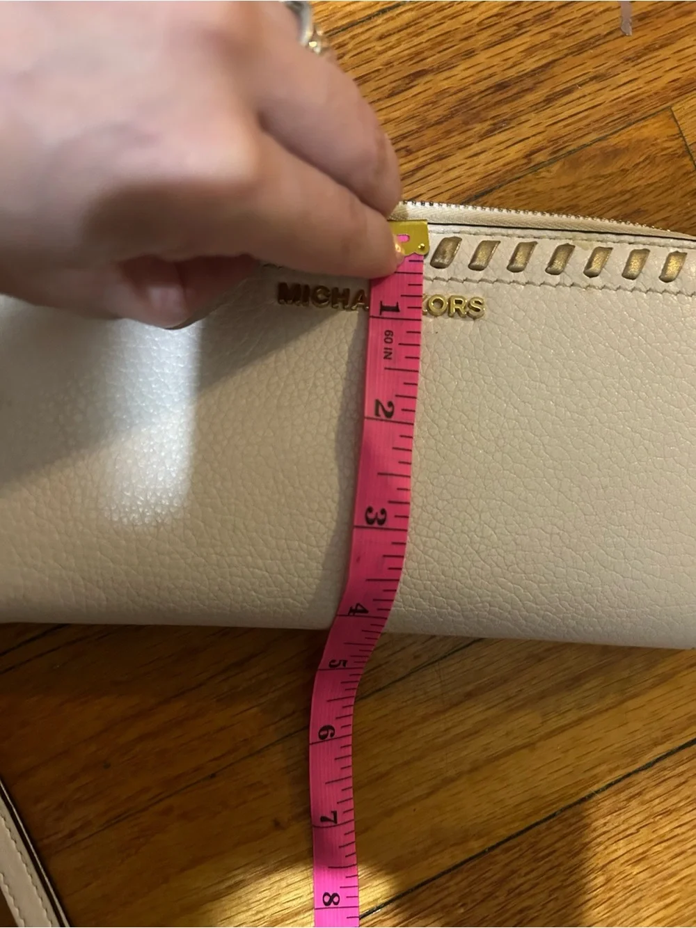 Michael Kors Lauryn Large Shoulder Bag Leather Optic White And Wallet